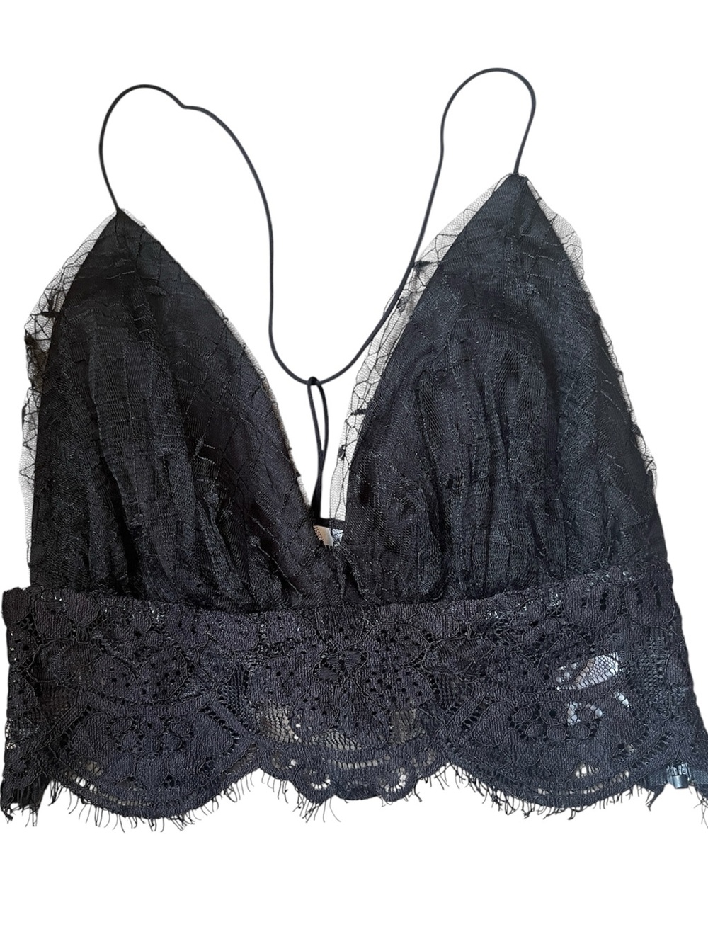 superdown Black Lace Bralette Cami with Delicate Elastic Straps Size Small